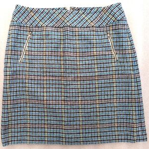 Talbots wool blend plaid mini skirt blue size 10